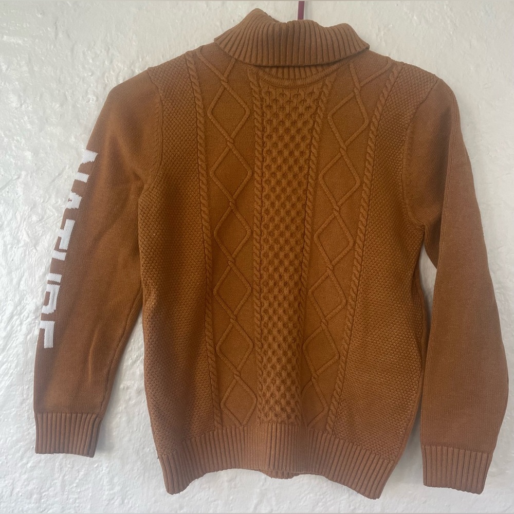 balabala kids brown cable knit NATURE pullover mock neck viscose sweater; 8/10